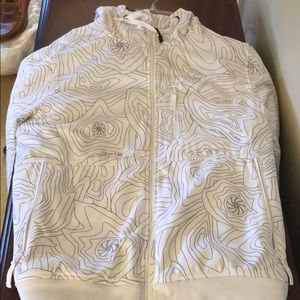 Contour lines all-over white insulated hoody